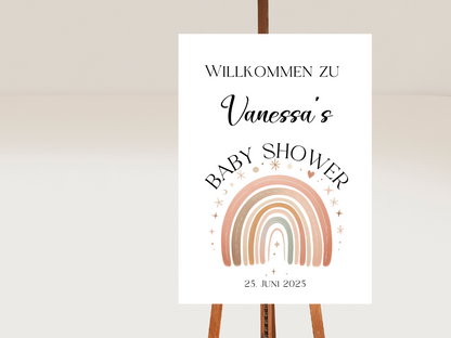 Willkommensschild Baby Shower , Gender Reveal - Leinwand , Poster - Regenbogen ELLA