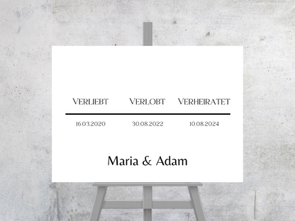 Unsere Liebesgeschichte. Verliebt Verlobt Verheiratet für Hochzeit Leinwand, Poster .