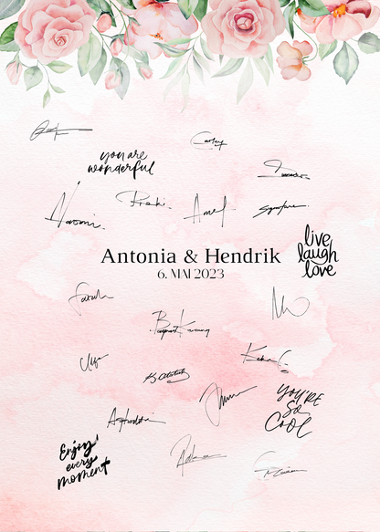 Gästebuch Alternativen für Hochzeit Leinwand, Poster . Boho , Rosa Blumen LAURA
