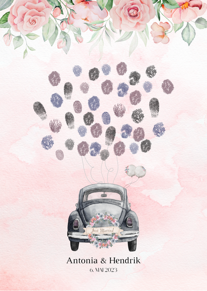 Gästebuch Alternativen für Hochzeit Leinwand, Poster . Boho , Rosa Blumen LAURA