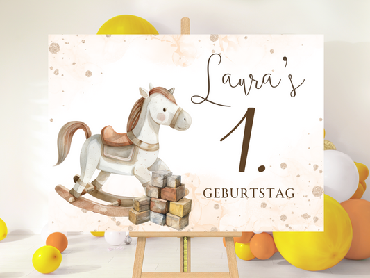 Willkommensschild zum 1. Geburtstag Kindergeburtstag Personalisiertes Deutsch boho