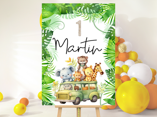 Willkommensschild zum 1. Geburtstag Kindergeburtstag Personalisiertes Sahara Deutsch