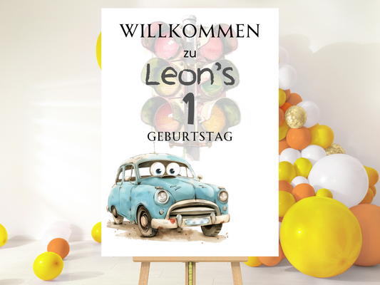 Willkommensschild zum 1. Geburtstag Kindergeburtstag Personalisiertes Deutsch
