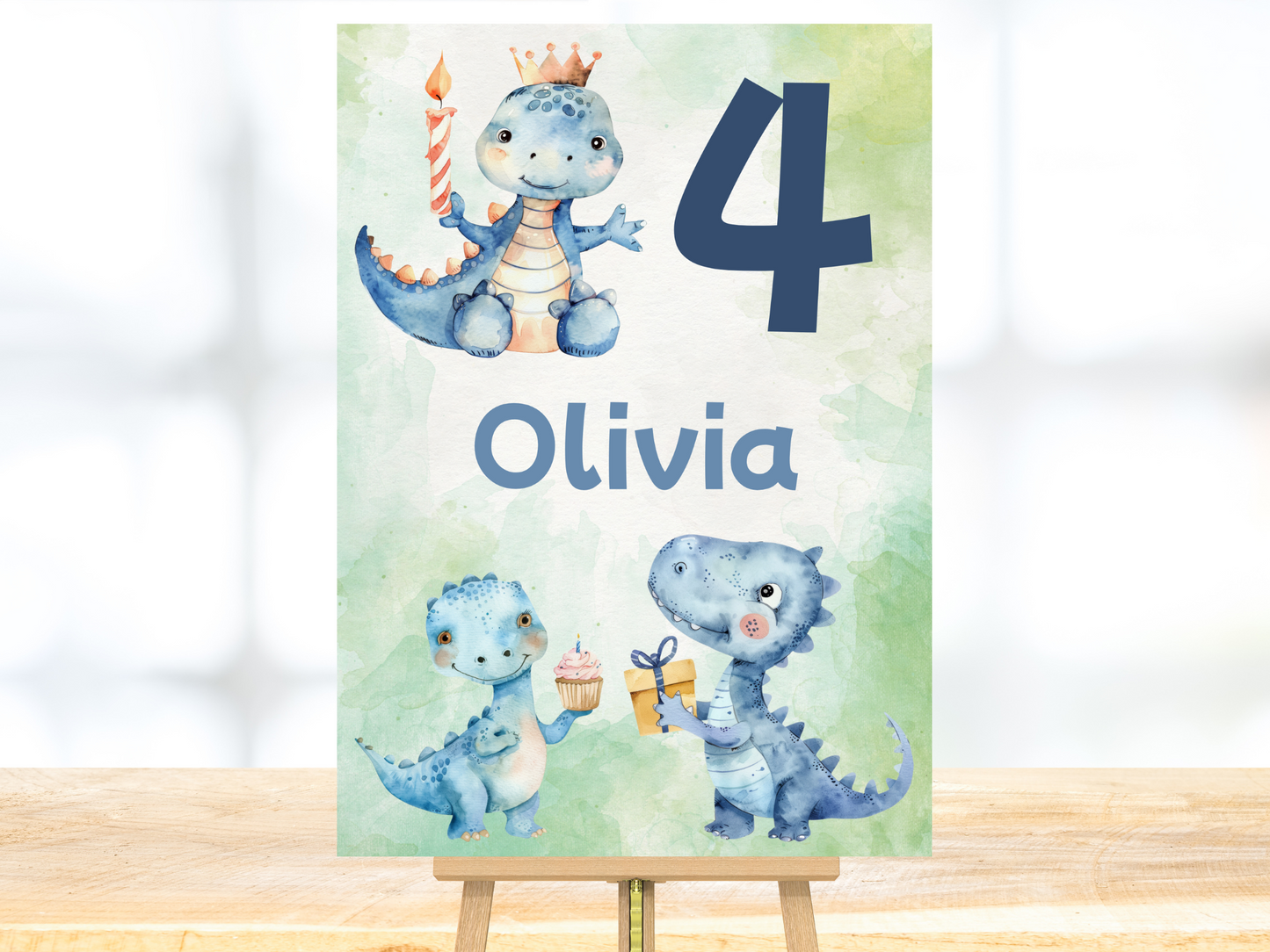 Willkommensschild zum 1. Geburtstag Kindergeburtstag Personalisiertes Deutsch Dinosaurier