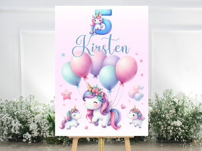 Willkommensschild zum 1. Geburtstag Kindergeburtstag Personalisiertes Deutsch Einhorn