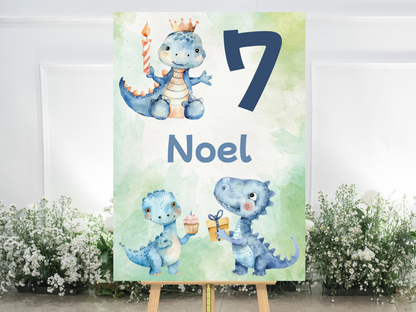 Willkommensschild zum 1. Geburtstag Kindergeburtstag Personalisiertes Deutsch Dinosaurier