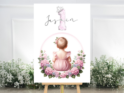 Willkommensschild zum 1. Geburtstag Kindergeburtstag Personalisiertes Deutsch Mädchen