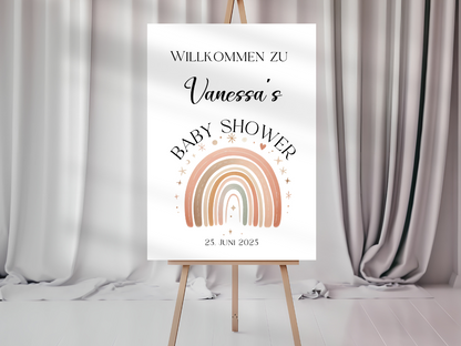 Willkommensschild Baby Shower , Gender Reveal - Leinwand , Poster - Regenbogen ELLA