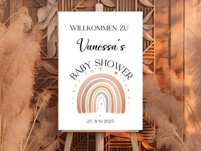 Willkommensschild Baby Shower , Gender Reveal - Leinwand , Poster - Regenbogen ELLA