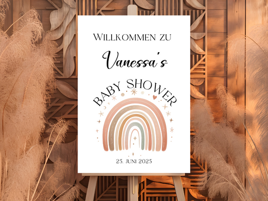 Willkommensschild Baby Shower , Gender Reveal - Leinwand , Poster - Regenbogen ELLA