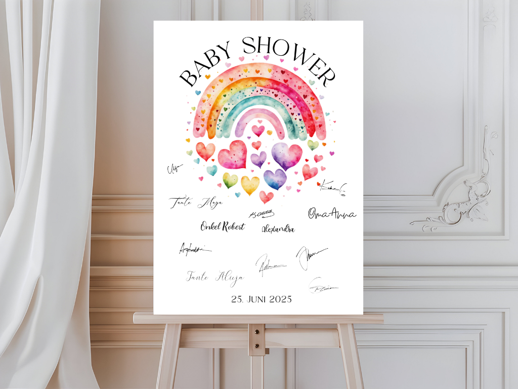 Gästebuch Alternativen für Baby Shower Leinwand, Poster  - Regenbogen LUCY