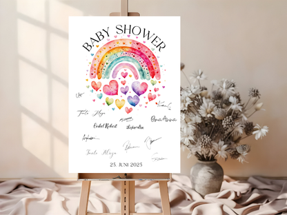 Gästebuch Alternativen für Baby Shower Leinwand, Poster  - Regenbogen LUCY