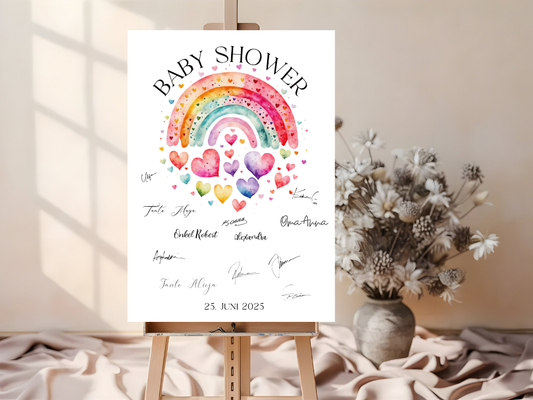 Gästebuch Alternativen für Baby Shower Leinwand, Poster  - Regenbogen LUCY