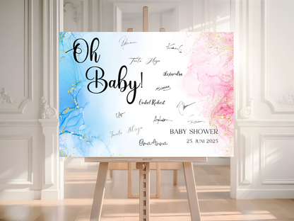 Gästebuch Alternativen für Baby Shower Leinwand, Poster  - Blau , Rosa EVA
