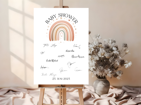 Gästebuch Alternativen für Baby Shower Leinwand, Poster  - Regenbogen ELLA