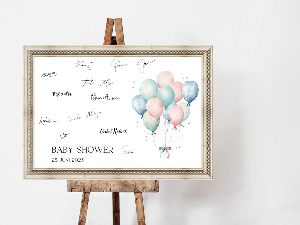 Gästebuch Alternativen für Baby Shower Leinwand, Poster  - Balloons Jonas