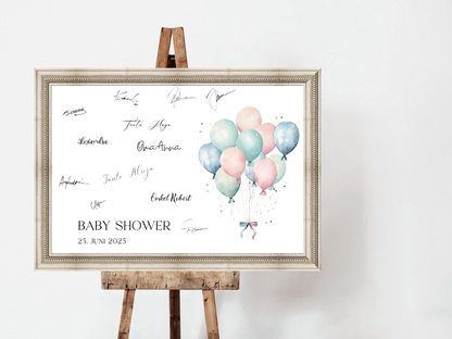Gästebuch Alternativen für Baby Shower Leinwand, Poster  - Balloons Jonas