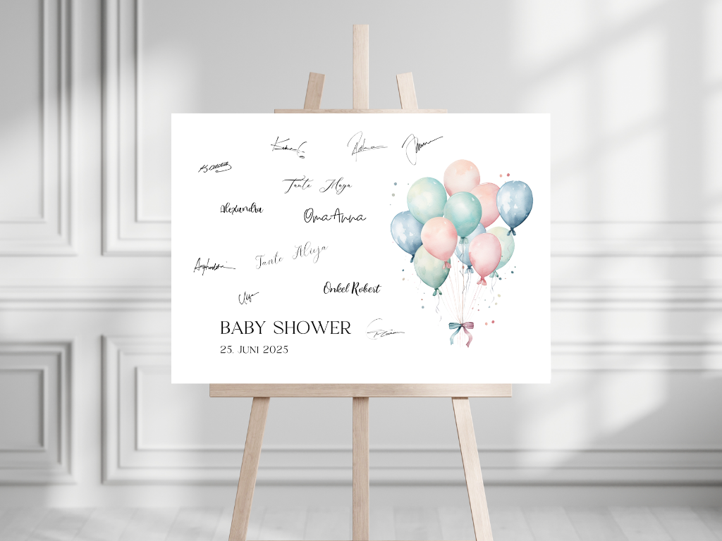Gästebuch Alternativen für Baby Shower Leinwand, Poster  - Balloons Jonas