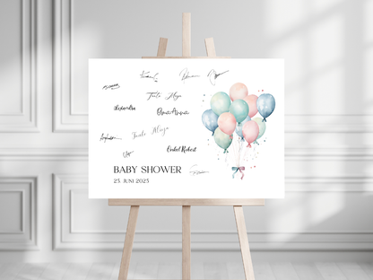 Gästebuch Alternativen für Baby Shower Leinwand, Poster  - Balloons Jonas