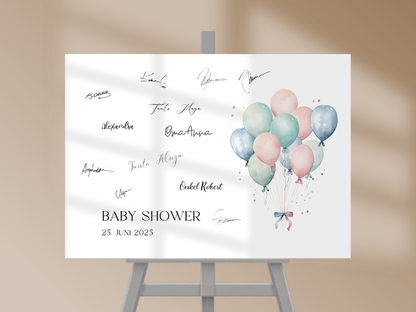 Gästebuch Alternativen für Baby Shower Leinwand, Poster  - Balloons Jonas