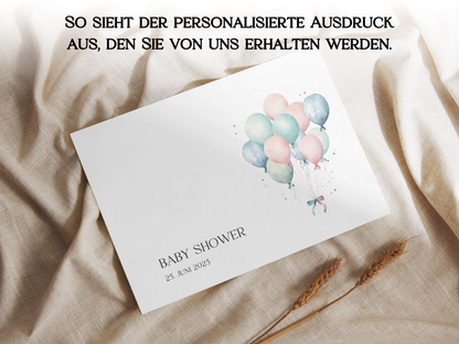 Gästebuch Alternativen für Baby Shower Leinwand, Poster  - Balloons Jonas