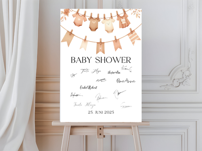 Gästebuch Alternativen für Baby Shower Leinwand, Poster  -  Boho , Vintage Finn