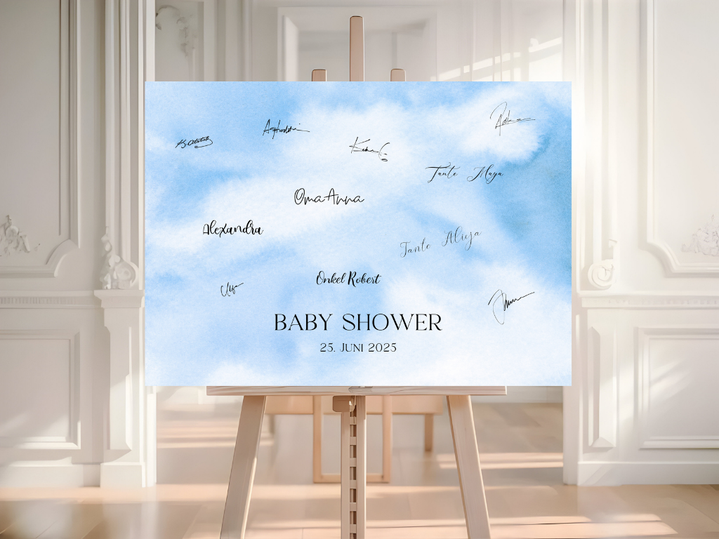 Gästebuch Alternativen für Baby Shower Leinwand, Poster  - Blau Elias