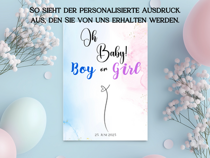 Baby Shower ,Geschlechtsenthüllung Spiel- Mädchen Oder Junge, Geben Sie Ihre Stimme Ab - Leinwand , Poster