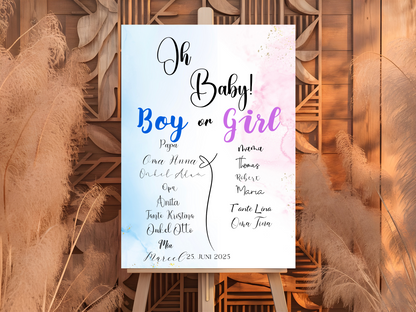 Baby Shower ,Geschlechtsenthüllung Spiel- Mädchen Oder Junge, Geben Sie Ihre Stimme Ab - Leinwand , Poster