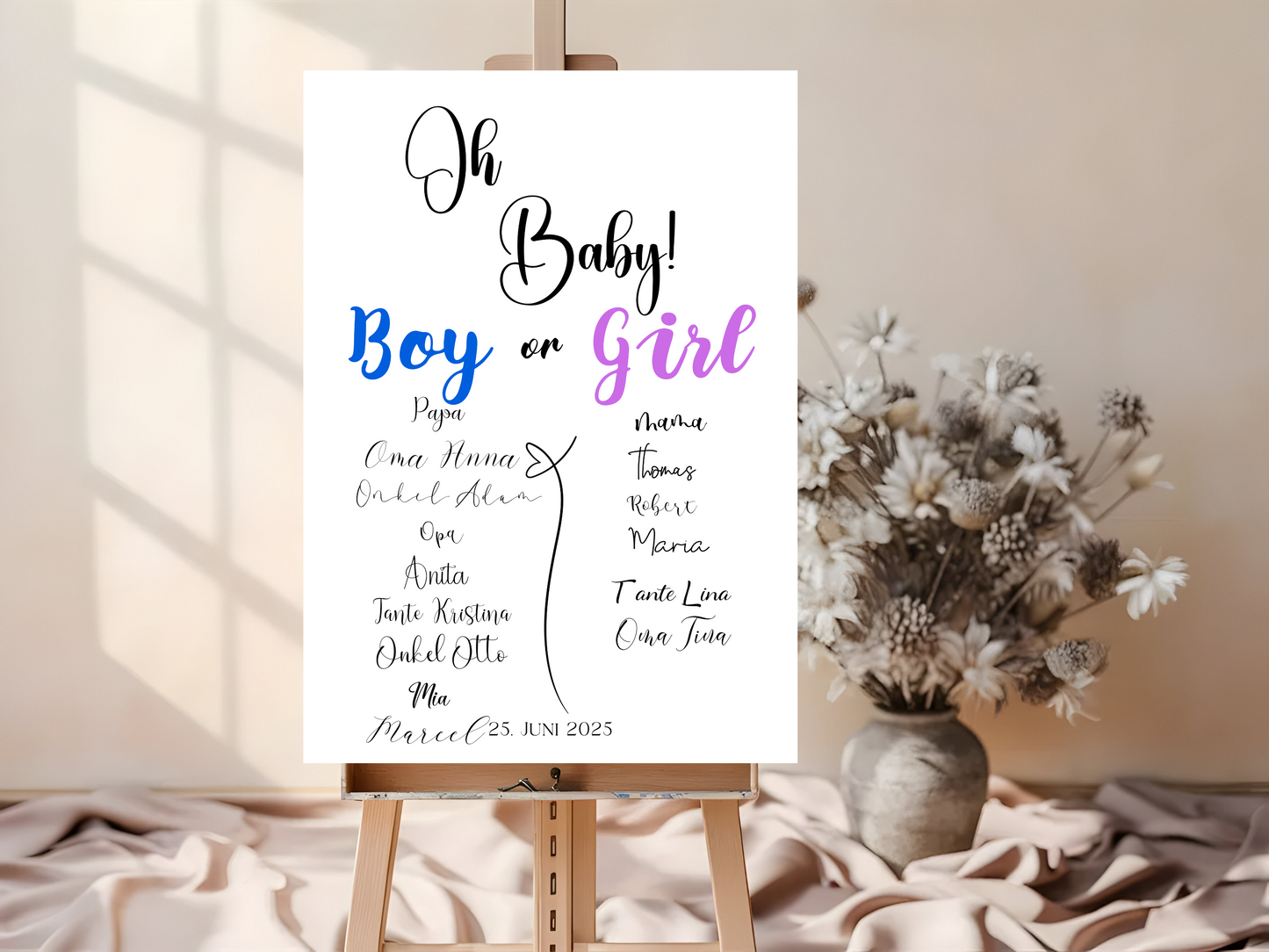 Baby Shower ,Geschlechtsenthüllung Spiel- Mädchen Oder Junge, Geben Sie Ihre Stimme Ab - Leinwand , Poster