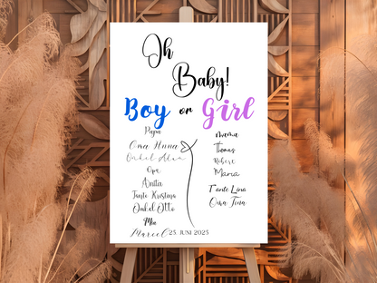 Baby Shower ,Geschlechtsenthüllung Spiel- Mädchen Oder Junge, Geben Sie Ihre Stimme Ab - Leinwand , Poster