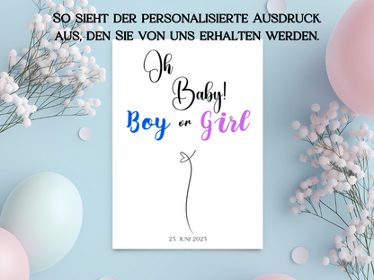 Baby Shower ,Geschlechtsenthüllung Spiel- Mädchen Oder Junge, Geben Sie Ihre Stimme Ab - Leinwand , Poster