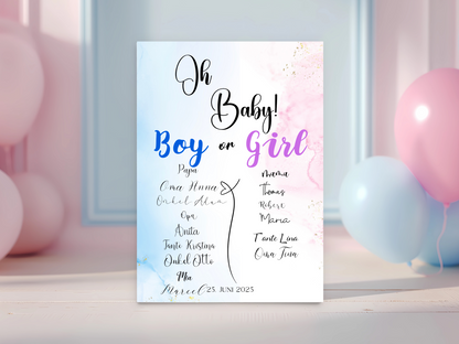 Baby Shower ,Geschlechtsenthüllung Spiel- Mädchen Oder Junge, Geben Sie Ihre Stimme Ab - Leinwand , Poster