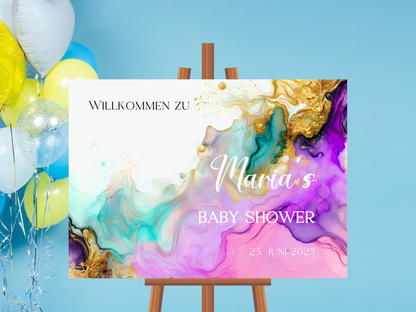 Willkommensschild Baby Shower , Gender Reveal - Leinwand , Poster - AVA