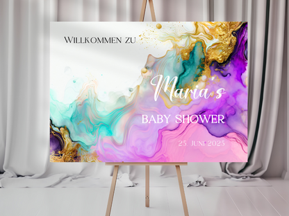 Willkommensschild Baby Shower , Gender Reveal - Leinwand , Poster - AVA