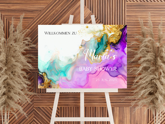 Willkommensschild Baby Shower , Gender Reveal - Leinwand , Poster - AVA