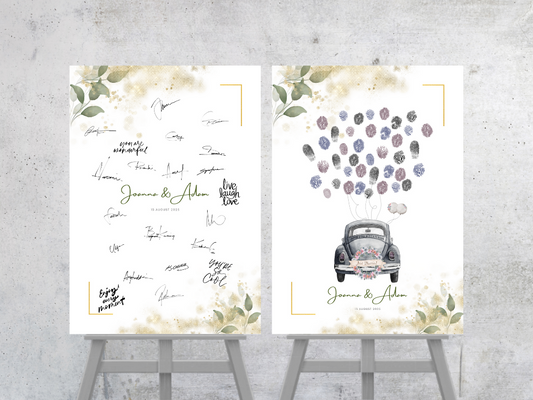 Gästebuch Alternativen für Hochzeit Leinwand, Poster . Eukalyptus Gold LISA