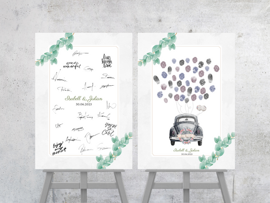 Gästebuch Alternativen für Hochzeit Leinwand, Poster .Eukalyptus Vintage HANNAH