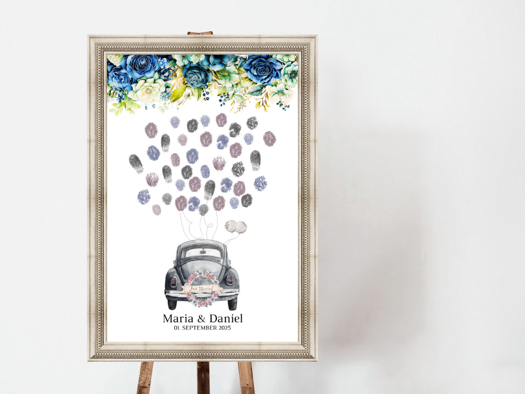 Gästebuch Alternativen für Hochzeit Leinwand, Poster . Marine , Blaue Blumen JASMIN