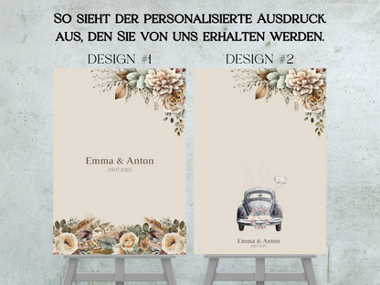 Gästebuch Alternativen für Hochzeit Leinwand, Poster . Boho , Beige , Blumen JULIA