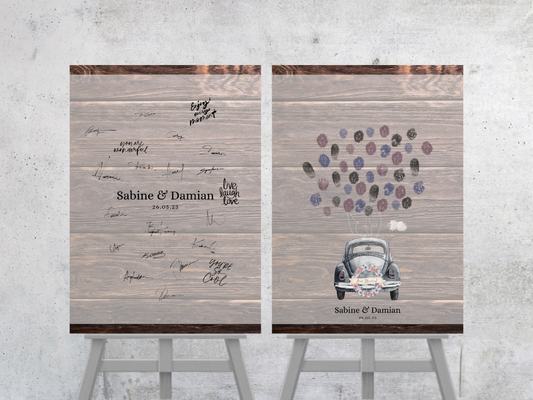 Gästebuch Alternativen für Hochzeit Leinwand, Poster . Boho , Holzeffekt , Vintage LEONIE