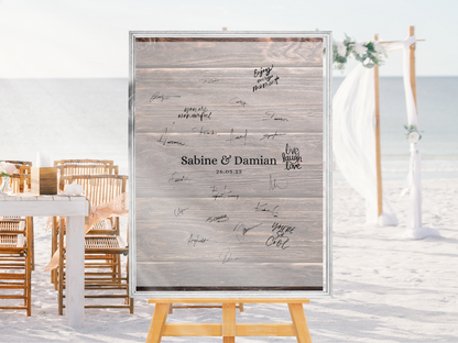 Gästebuch Alternativen für Hochzeit Leinwand, Poster . Boho , Holzeffekt , Vintage LEONIE