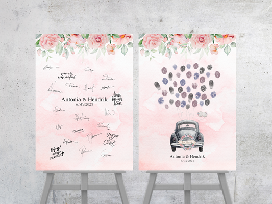 Gästebuch Alternativen für Hochzeit Leinwand, Poster . Boho , Rosa Blumen LAURA