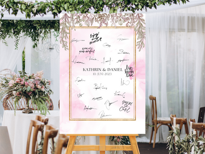 Gästebuch Alternativen für Hochzeit Leinwand, Poster . Boho , Rosa Blumen MARTA