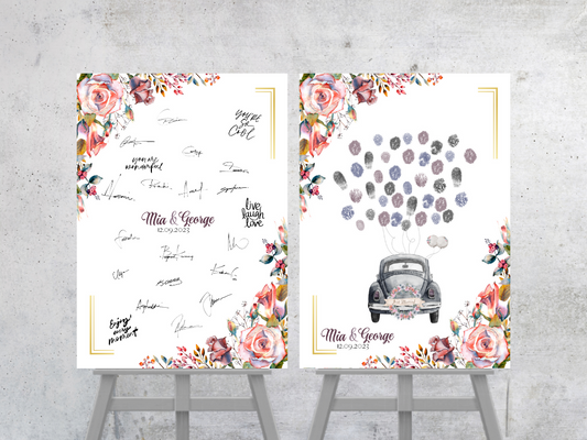 Gästebuch Alternativen für Hochzeit Leinwand, Poster . Boho , Rosa Blumen SOPHIE
