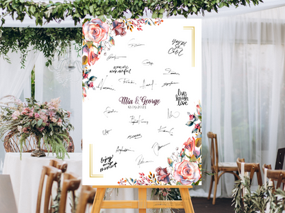Gästebuch Alternativen für Hochzeit Leinwand, Poster . Boho , Rosa Blumen SOPHIE