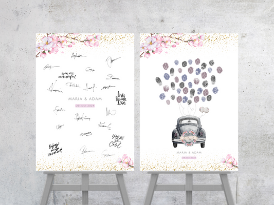 Gästebuch Alternativen für Hochzeit Leinwand, Poster . Kirschblüten , Rosa , Vintage LEA