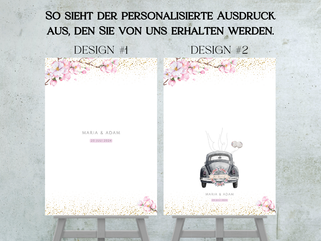 Gästebuch Alternativen für Hochzeit Leinwand, Poster . Kirschblüten , Rosa , Vintage LEA