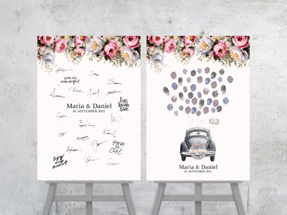 Gästebuch Alternativen für Hochzeit Leinwand, Poster . Rote Blumen Boho KATRIN