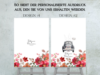 Gästebuch Alternativen für Hochzeit Leinwand, Poster . Bunte Blumen , Rot , Vintage NATALIE